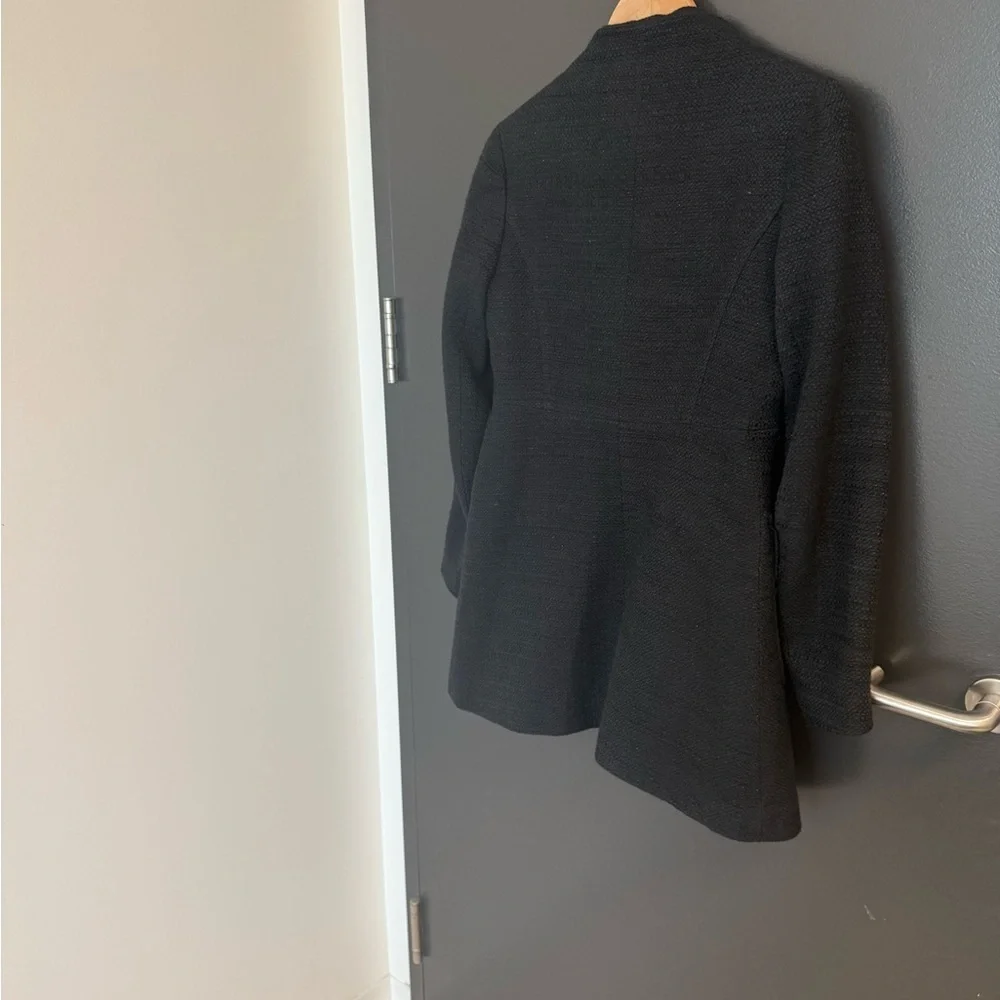 Theory S “Gessa tweed” GUC wool/cotton Black Textured Blazer w/ metallic thread - Picture 6 of 11